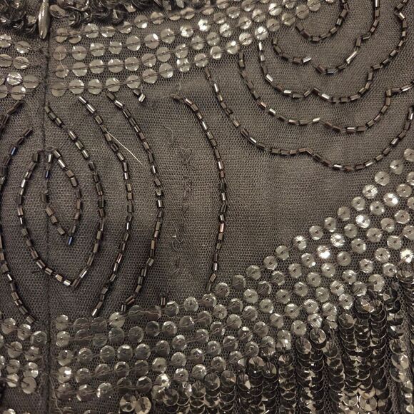 Aidan Mattox Black Sequin Beaded Sheath Evening Cocktail Long Sleeve Dress 6 - Picture 9 of 10